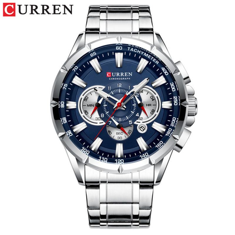 CURREN men s business steel belt quartz calendar six-hand chronograph luminous men s watch