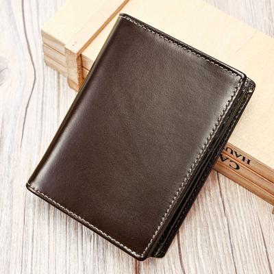 Men's Retro Genuine Leather Anti-theft Brush Wallet Head Layer Cowhide Short Money Clip Multi Card Leather Card Case