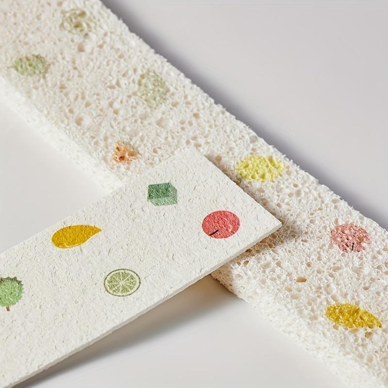 2pcs Kitchen Sink Absorbent Pads Long, Quick Dry Cleaning Sponges with Fruit Leaf Design, Strong Water Absorption, Dirt Prevention,