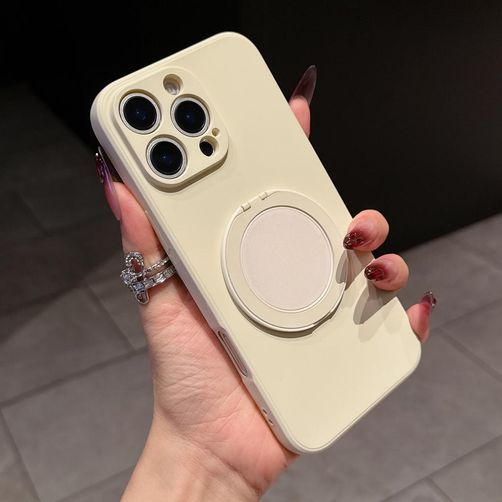Luxury Matte Silicone Ring Holder Back Cases For iPhone 16E 16 15 14 13 12 Mini 11 Plus Pro Max Rotating Bracket Bumper Cover
