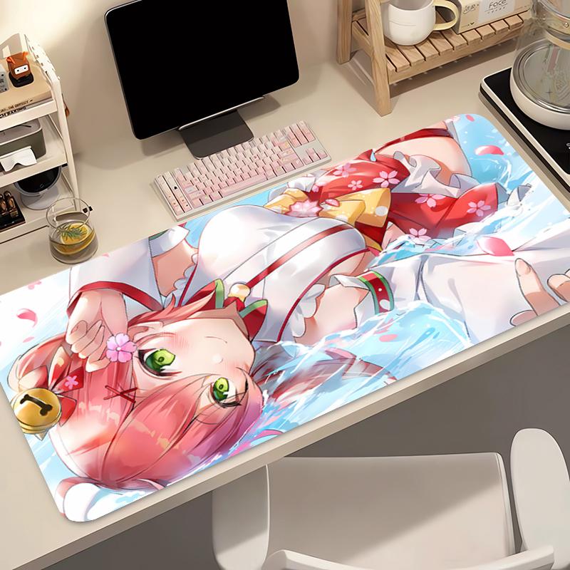Mouse Pad Kawaii Gaming Accessories Edge White Hololive Sakura Miko PC Computer Keyboard Pad Gamer Desk Mat Alfombrilla Mousepad