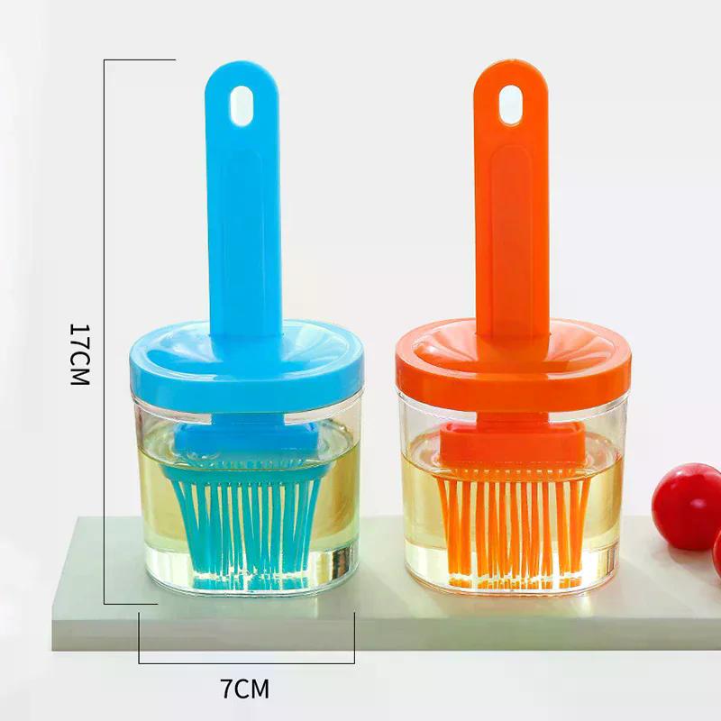 1Pc Oil Brush Pancake Oil Brush Integrated Oil Pot Brush With Bottle Kitchen Dustproof Household High Temperature Baking Tool