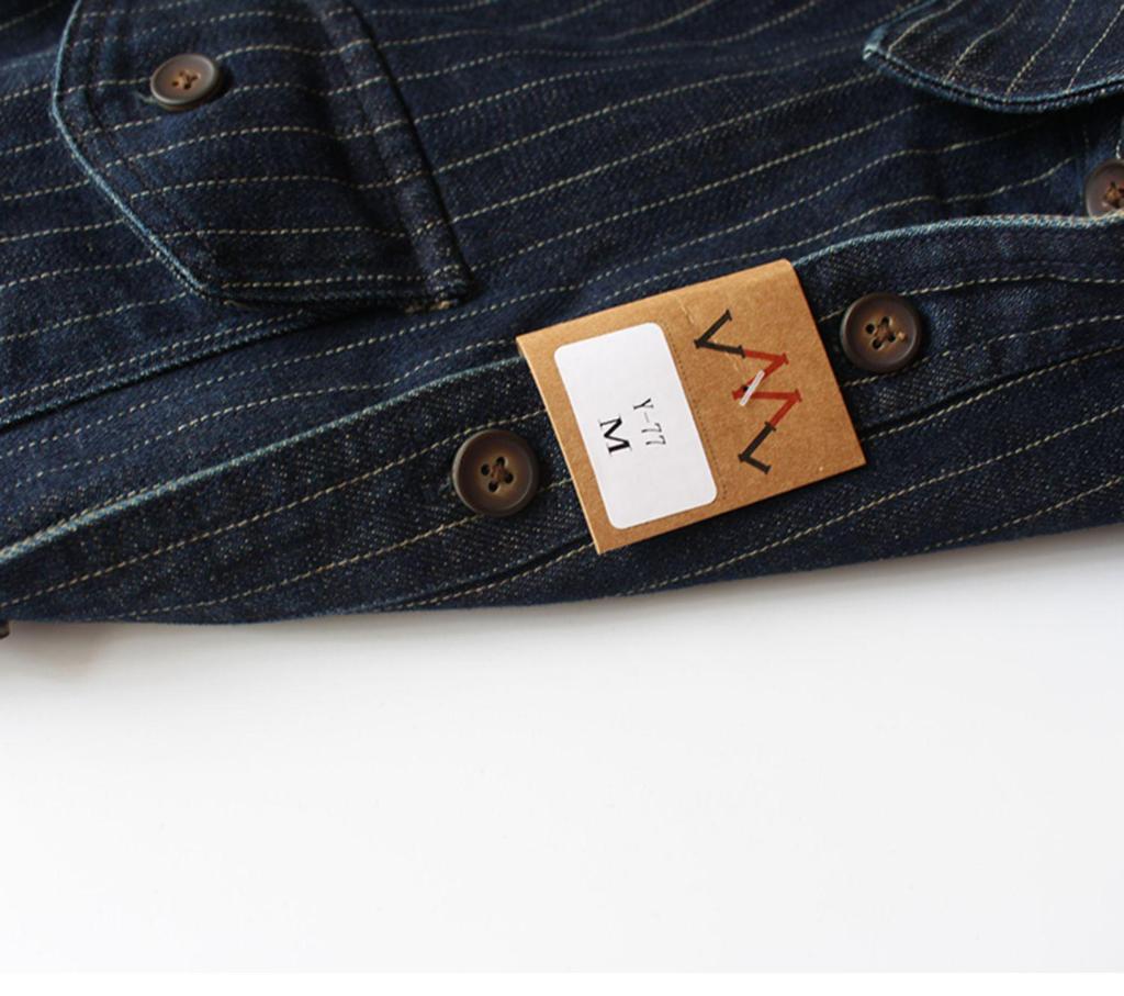 Men's Casual Retro Striped Denim Shirt Jacket - Long-Sleeved, Loose Fit for Spring and Autumn