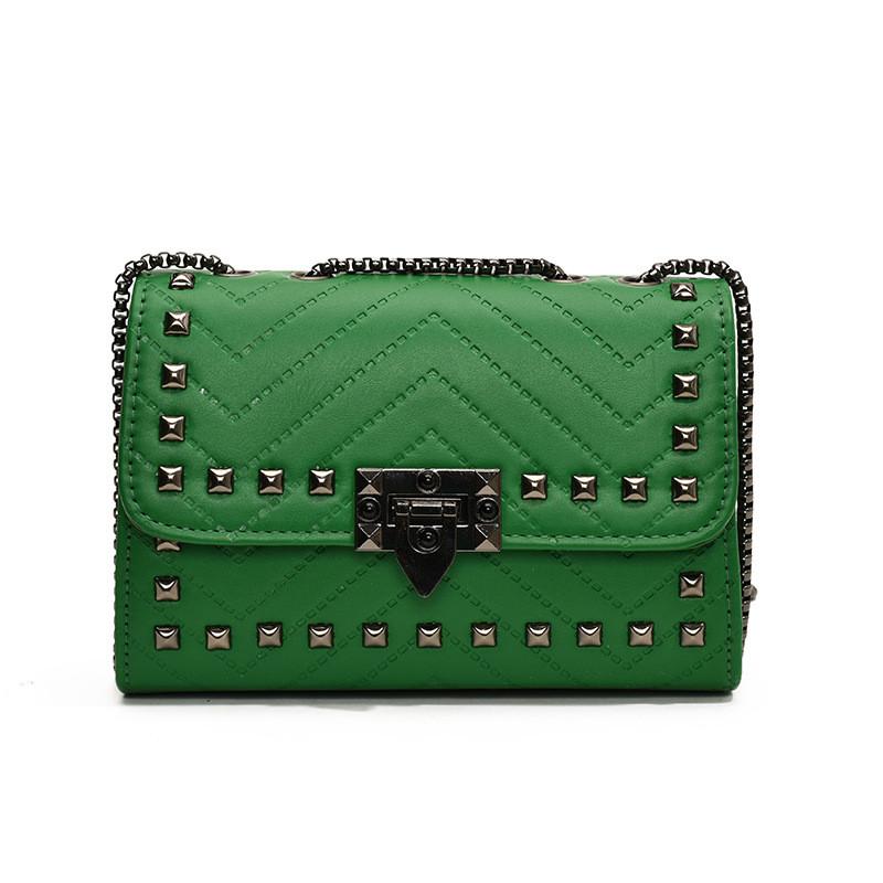 Elegant Urban Minimalist Pu Leather Small Square Bag With Studs And Chain For Fashionable Women