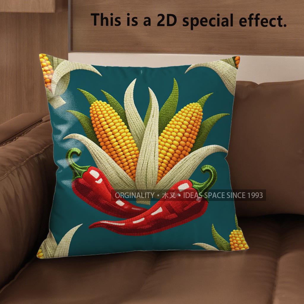 2D Southwest Chili Taco Corn Print Throw Pillow Covers Pattern Cushion Cover Suitable For Sofa Bedroom Car Pillow Cover