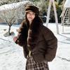 Big fur collar short cotton clothes new women's autumn and winter loose thickened small thin versatile warm cotton clothes