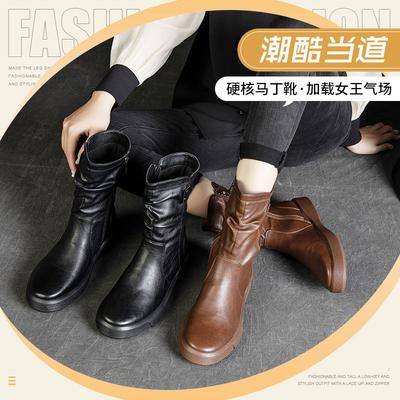 2025 Beliebte Vielseitige Leder Martin Stiefel Damenschuhe Herbst und Winter Kurze Skinny Stiefel Braun Maillard Ritterstiefel