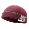 Unisex gewaschene Denim Melonenhaut Mütze einfarbig verstellbare Docker Cap Kuppel ohne Rand Beanie Mütze Frühling Sommer