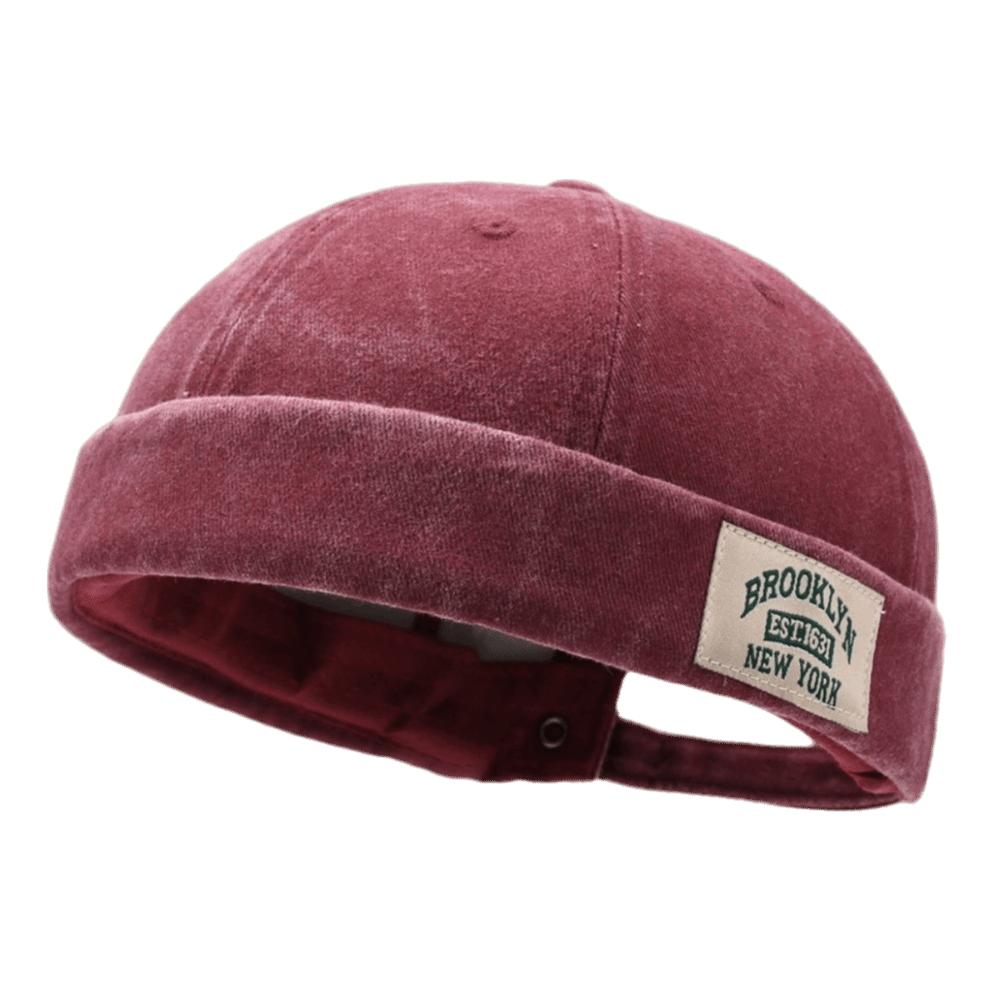 Unisex Washed Denim Melon Skin Hat Solid Color Dome Beanie Hat Brimless Adjustable Street Hat Outdoor