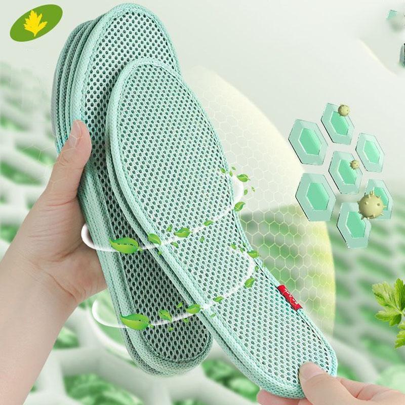 Baumwoll-Bambuskohle-Einlegesohlen Weiche Sohle Elastisches Netzauge Geruchshemmende Einlegesohlen Mit Beifuß infundierte Aromatische Atmungsaktive Einlegesohle