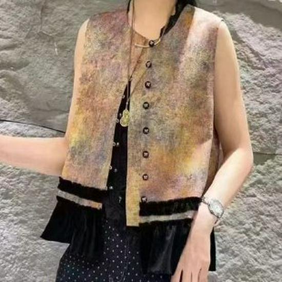 2026 New Style Chinese-Inspired Spring Vest for Middle-Aged & Elderly Women 3XL розовый