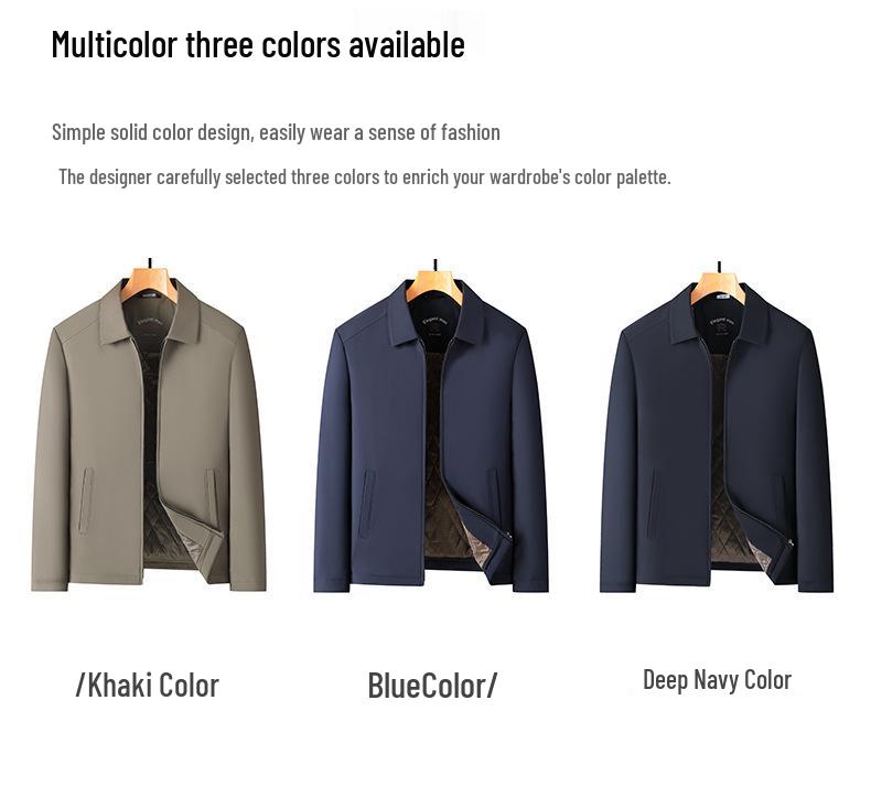 Men's Autumn & Winter Thickened Cotton Jacket for Middle-Aged & Elderly - Lapel Casual Dad Coat