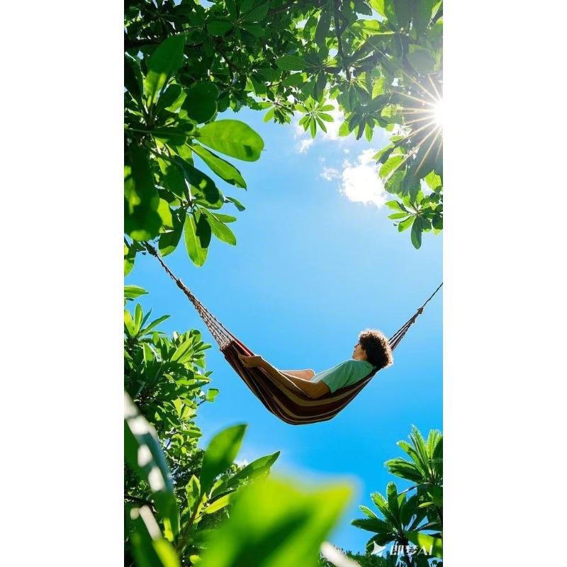 Outdoor Single Rainbow Stripe Hammock Canvas Cotton Swing Anti‑rollover Hammock for Travel Camping