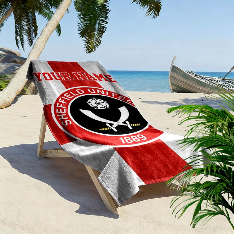 Custom Name Sheffield Fc Print Beach Towel, Large Soft Quick Dry Towel for Beach Camping Swimming