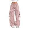 Women's High Street Cargo Pants, Loose Straight Wide Leg with Big Pockets, Vintage Casual Trousers