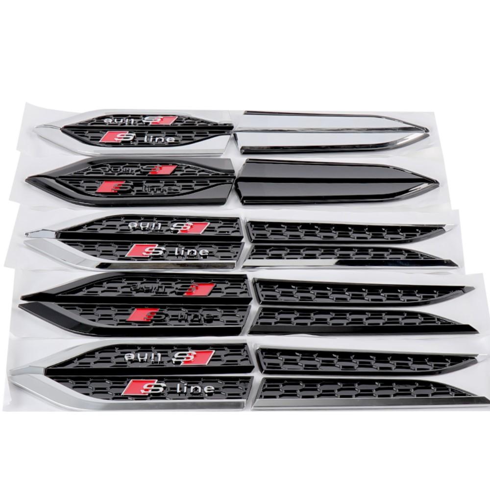 2pcs Car Emblem Stickers Fender Side Wing Decorations Auto Accessories For 1jvcr ABT S5 RS5 SLINE Badge Auto Modification Decals jvcr1