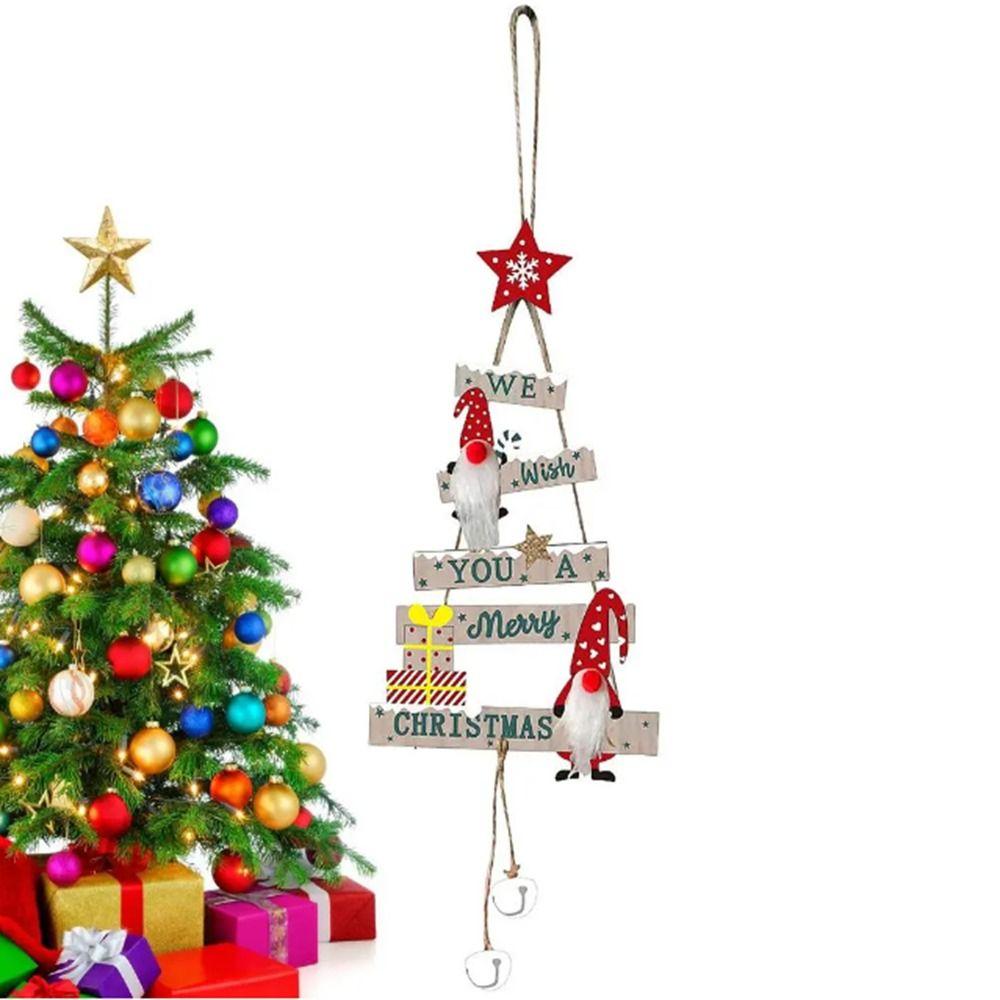 Snowman Wooden Door Signs Wooden Santa Door Bell Christmas Wooden Pendant  Party Supplie