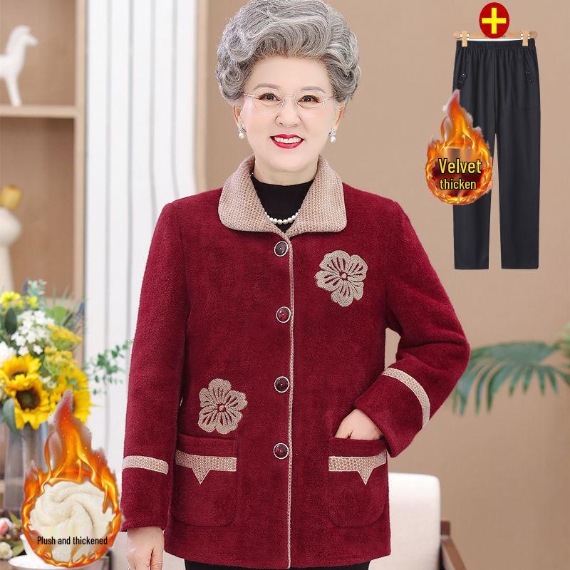 Grandma's Plus Velvet Winter Wool Coat - Thick Mink Velvet for Middle-Aged & Elderly Women