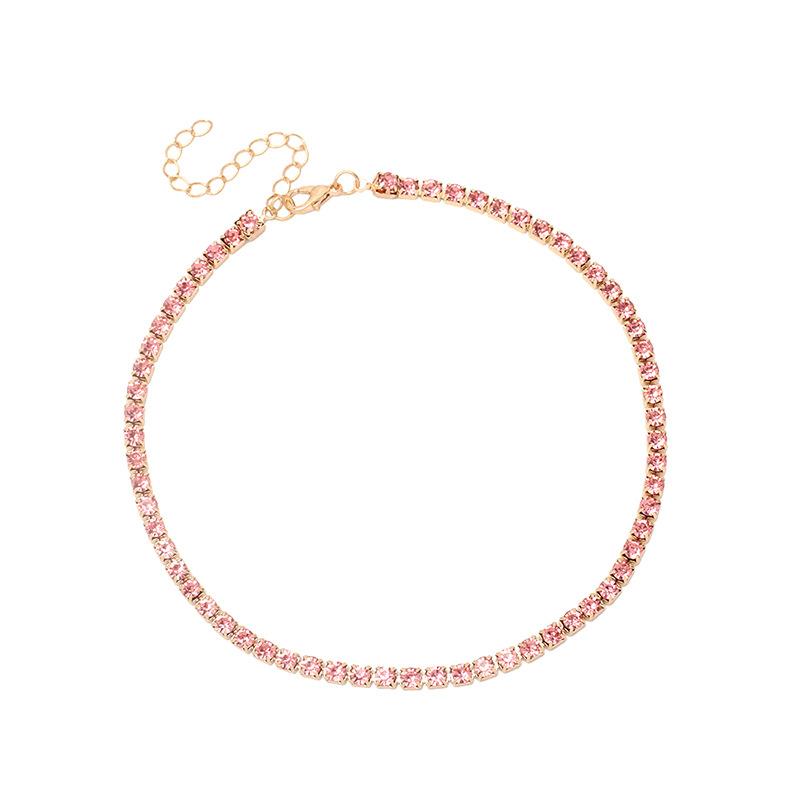 Ins Minimal Rhinestone Choker Necklace, Trendy Elegant Stackable Clavicle Chain for Women