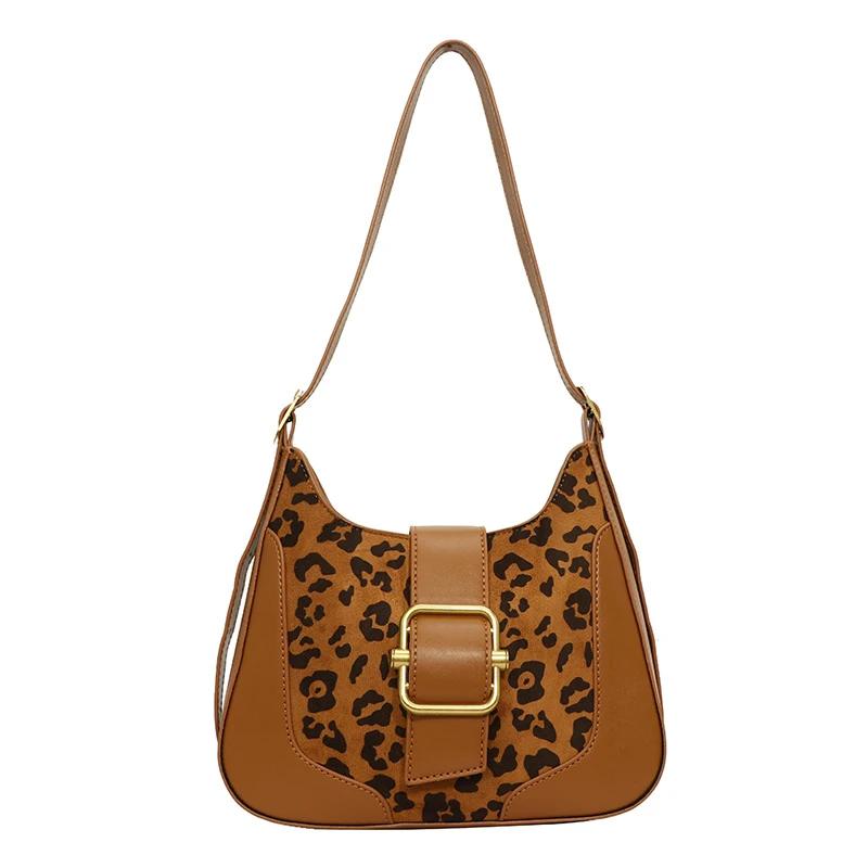

Маленькая женская сумка с леопардовым принтом и цветным замком, новая элегантная фактурная сумка на одно плечо через плечо, сумка через подмышку