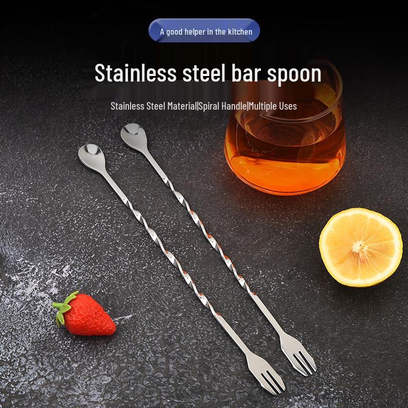 Stainless Steel Long Handle Bar Spoon for Cocktails, Milk Tea, and Coffee Mixing