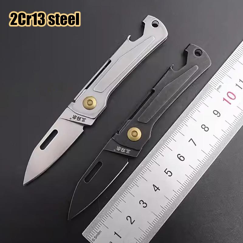 431S Fruit Knife 2Cr13 Steel Handle Folding Knife Sandvik 12C27 Steel Blade EDC Portable Pocket Knife Keychain Corkscrew Tool
