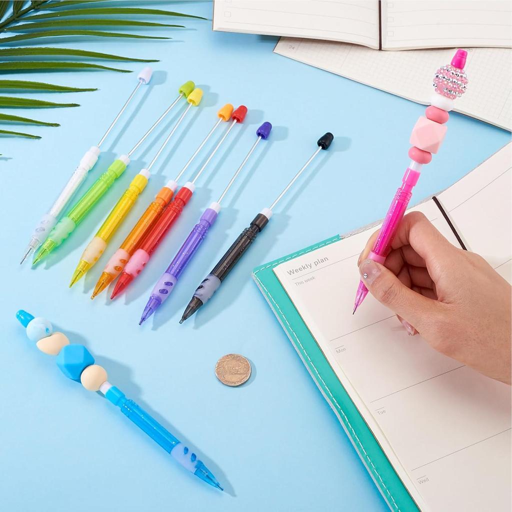 Craftdady 9 pcs Beadable Mechanical Pencil 9.5 mm Beadable Pencils Mini Mechanical Drawing Pencils for Writing Drawing Sketching DIY Crafting