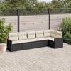 Vidaxl 6-Cz. Garden Furniture Set With Cushions, Black Poly Rattan