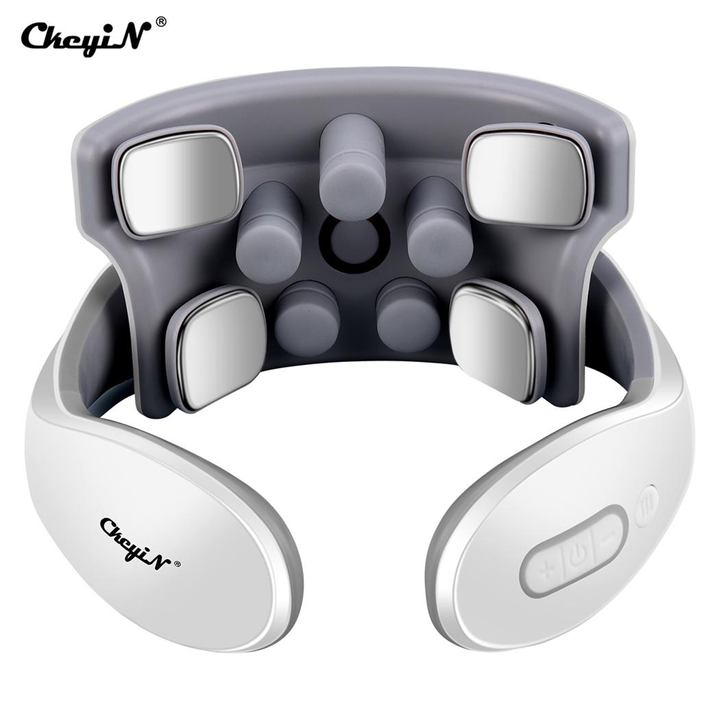 

CkeyiN Массажер для шеи Электрический низкочастотный импульсный шейный позвонок для снятия боли и стресса 15 передач 6 режимов Инструмент для физиотерапии шеи Нагрев 42 ° C