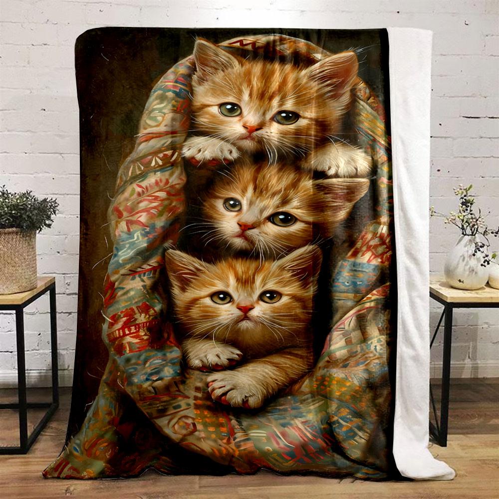 Three Ginger Kittens Printed Blanket bedroom Blanket for Livingroom Couch lunch break Soft throw for Friend's festival Gift