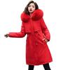 Winter Plus Size Jacket Women Long Sleeve Knee Length Thick Plush Furry Hood Pockets Zipper Button Closure