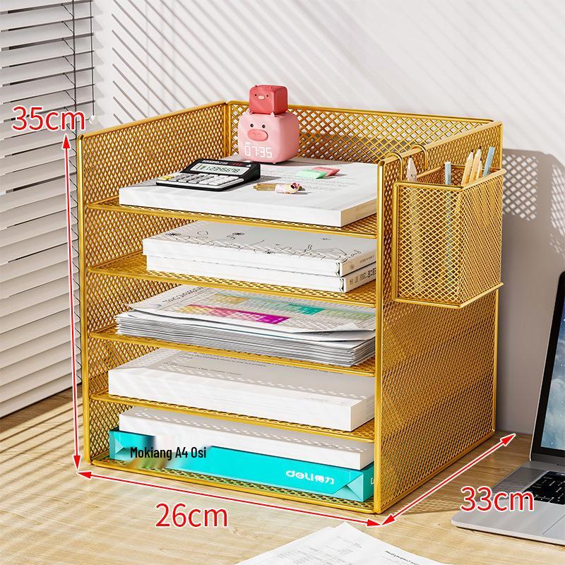 Multi-Layer Metal Desktop File Rack and Document Holder