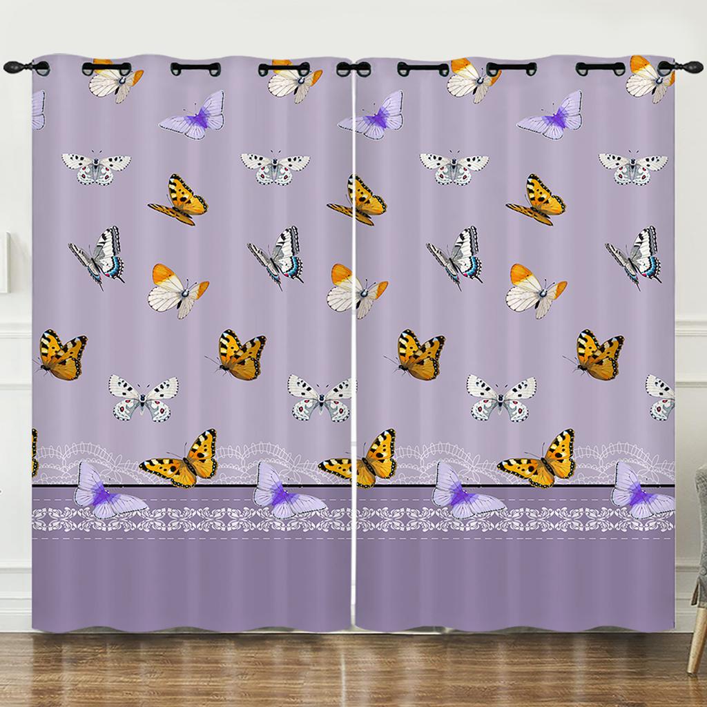 Curtain Flower Fresh Illustration Animal 3D Digital Printing Blackout Curtain Punching