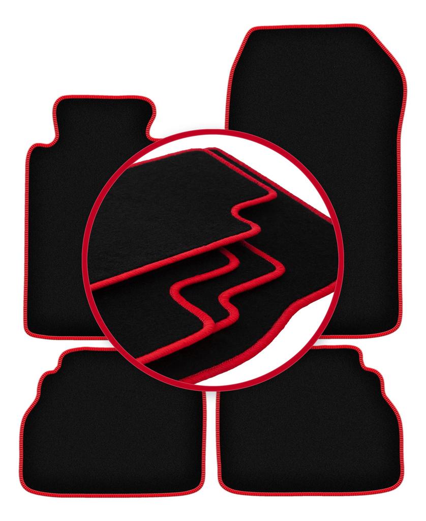 Velour floor mats with red edge for: Mercedes E W210 sedan, station wagon (1995-2003)