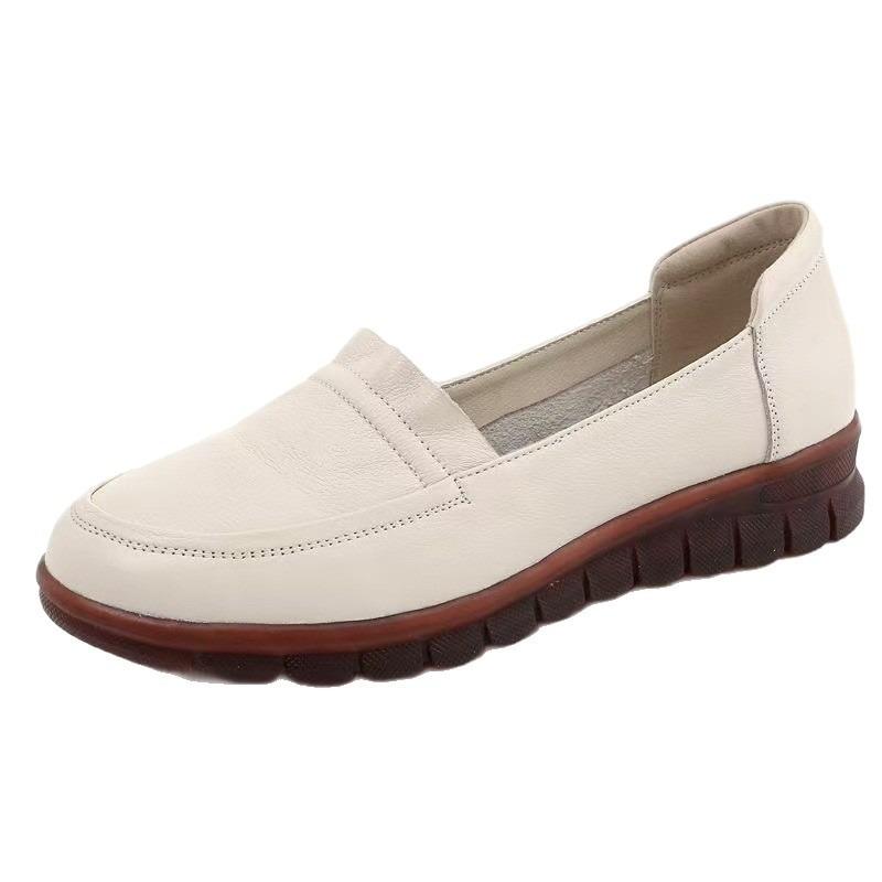 Doudou shoes soft leather Oxford sole flats spring and autumn non-slip soft sole medium and old single shoes casual and comfortable