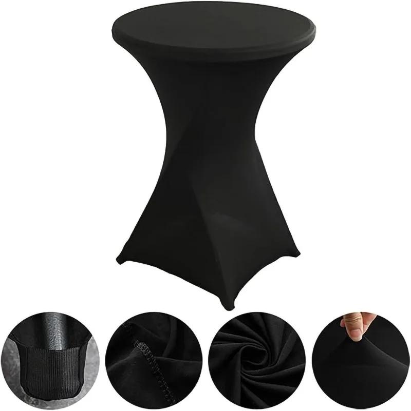 1-6Pcs Spandex Round Tablecloth Cocktail White Table Covers Fitted Stretch Tablecloth for Wedding, Banquet, Party, Birthday