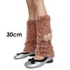 Brown Deer Pattern Artificial Fur Leg Warmers Warm Fur Fluffy Legs Warmth with Bow Tie and Fur Ball, for Women's