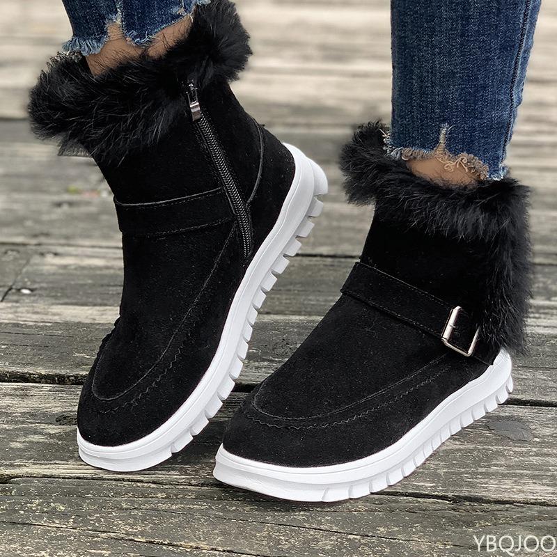 Winter Women Warm Snow Boots Casual comfortable Shoes New Short Plush Suede Ankle Boots Flats Fashionable versatile Sport shoes
