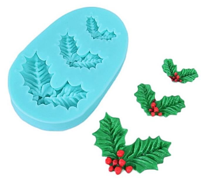 Holly Leaf Silicone Sugar Paste Mold
