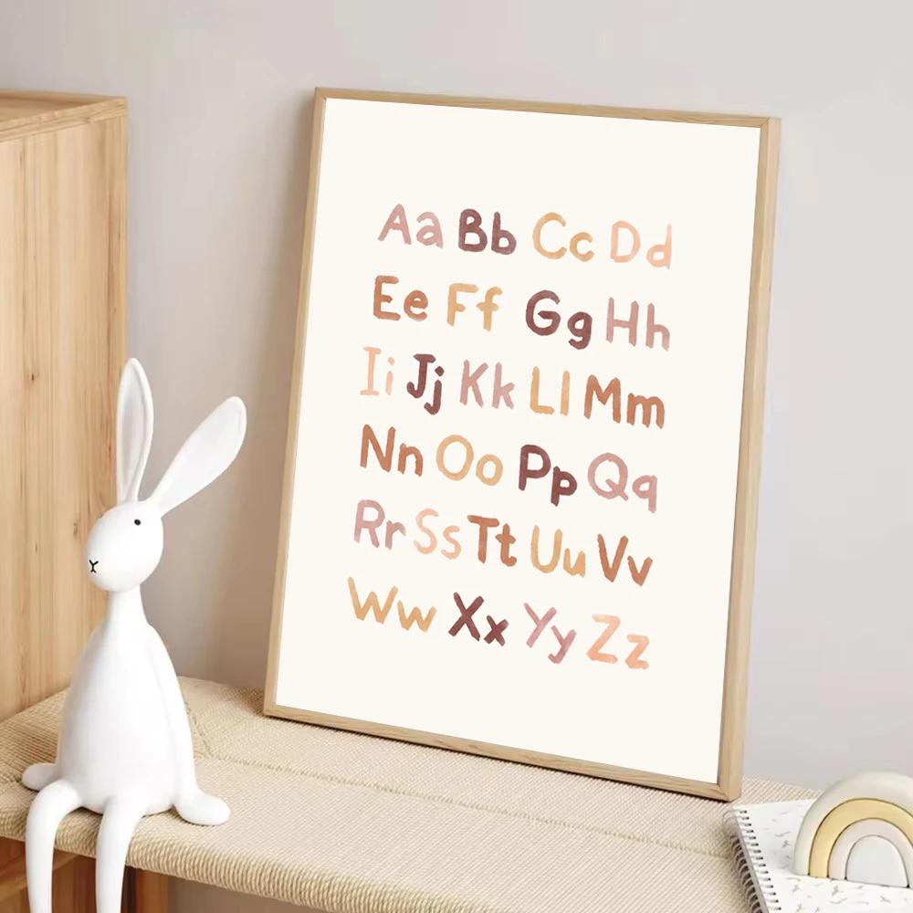 Boho Wall Paintings Alphabet Canvas Print Digit Poster Abstract Wall Art Nursery Prints Nordic Posters Pictures Kids Room Decor
