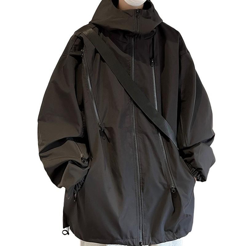 Mens Winter Thickened Hooded Jacket Solid Color Waterproof Casual Fashion Outerwear