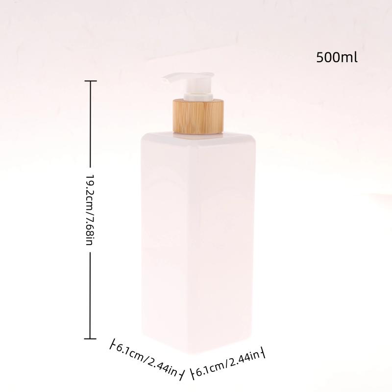 1Pcs Square Shampoo Shower Gel Body Wash Dispensers Refillable Bamboo Pump Bottles Lotion Containers Bathroom Dispensers