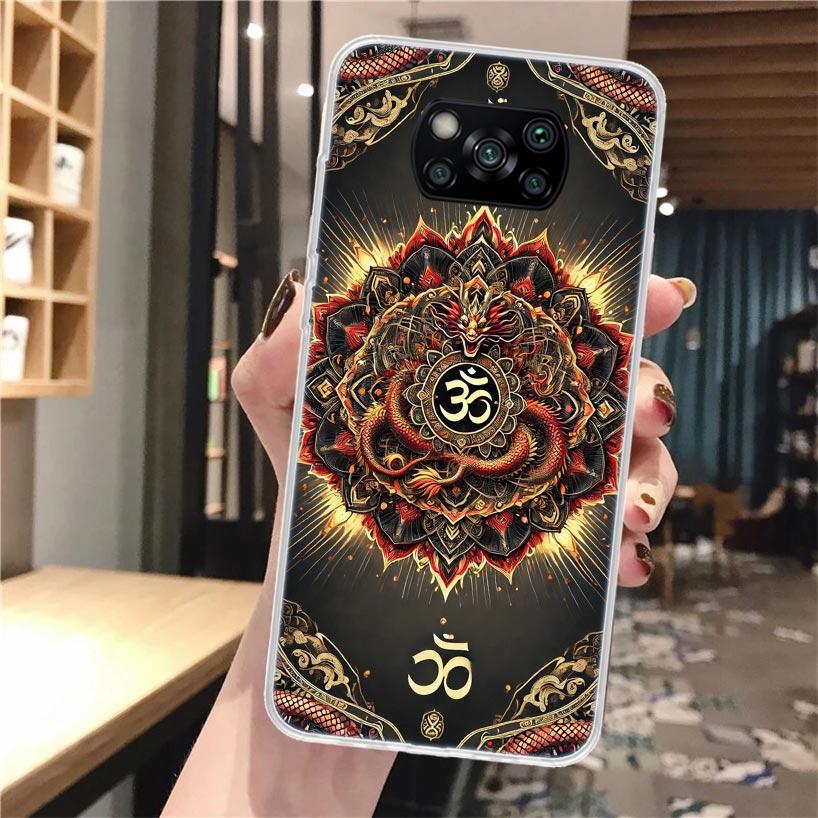 Mandala Chakra Insist Yoga Silicon Phone Case For Xiaomi Poco X3 Nfc X5 X6 X7 F7 Ultra F6 F5 Pro M6 M5S X4 F4 GT M4 M3 F3 Cover