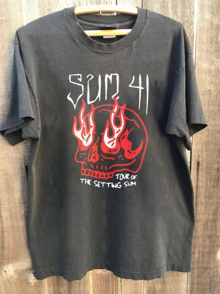 Sum 41 2025 Тур Заходящего Солнца Череп Заката Эскиз Репринт Футболка AN52224 Унисекс Футболка M