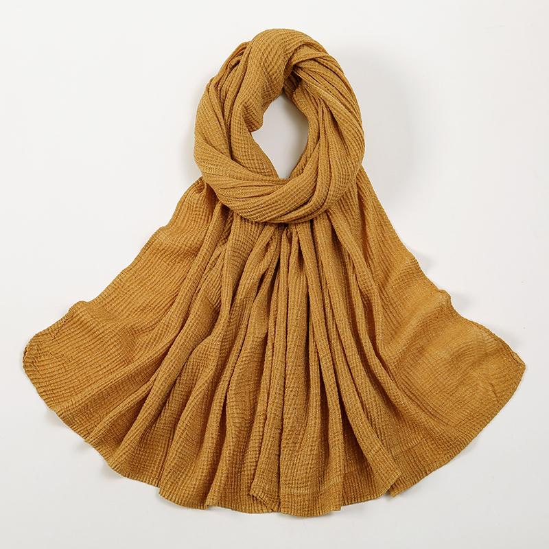 New Crinkle Cotton Hijab Scarf Women Turban Muslim Shawl Plain Bandana Breathable Women's Shawls Foulard Glitter Hijabs Ramadan