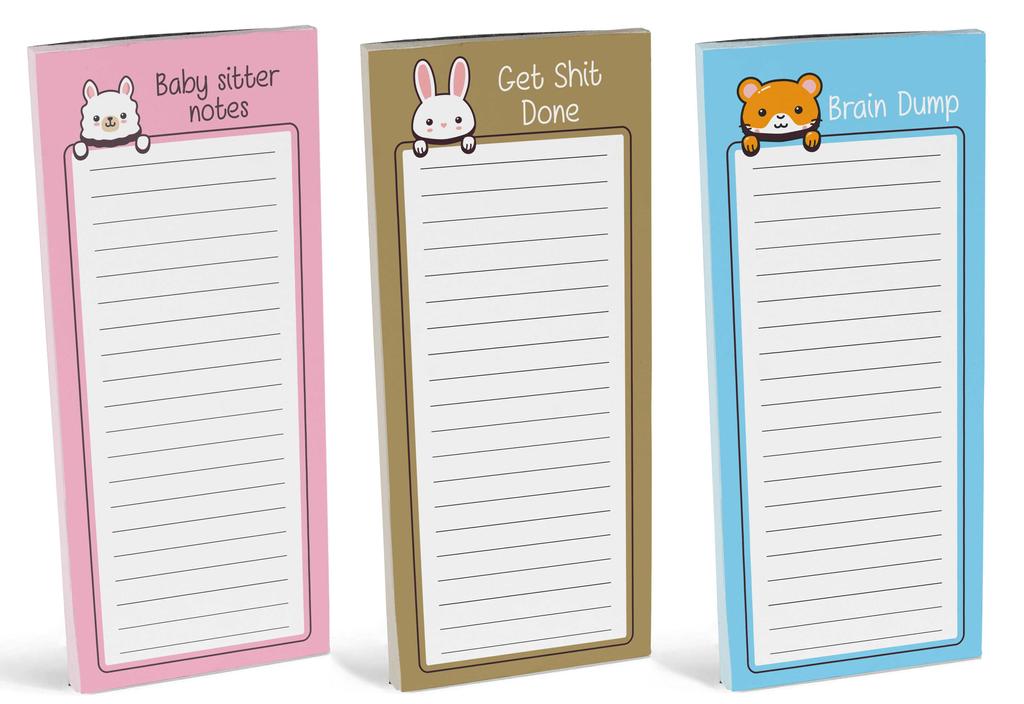 Inkdotpot Pakke med 3 magnetiske notisblokker for gjøremålsliste til kjøleskap - Magnetiske notisblokker for kjøleskap-  (50 ark