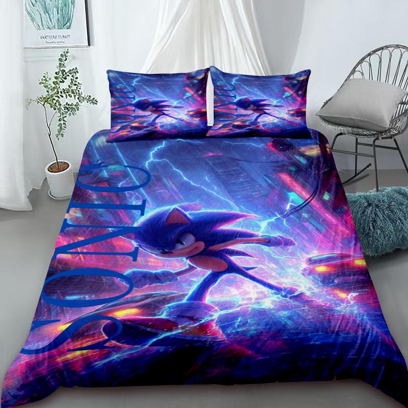 Sonic Duvet Cover for Kids Cool Bedding Set, Duvet Cover for Bedroom Decor Soft and Comfortable Twin, Double, Queen, King