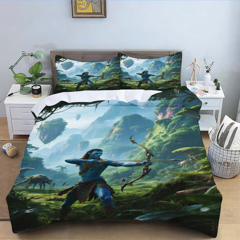 Copripiumino Federa Set Biancheria da Letto con Motivo del Film Avatar Decorazione Camera da Letto Adulto Ragazzo Ragazza Regalo di Compleanno Singolo Matrimoniale Taglia Grande