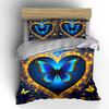 Blue Butterfly Heart Design Set Exquisite Three-Piece Bedding Set Gift For Kids And Adults