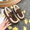 Casual Lambswool Loafers Women Flats Belt Strap Shoes Winter Furry Shoes Ladies Cotton Mocasines Warm Slip on Sheep Fur Boots
